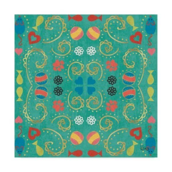 Veronique Charron 'Otomi Cats Step 01E' Canvas Art, 14x14, Trademark Fine Art, Mfr#: WAP07950-C1414GG